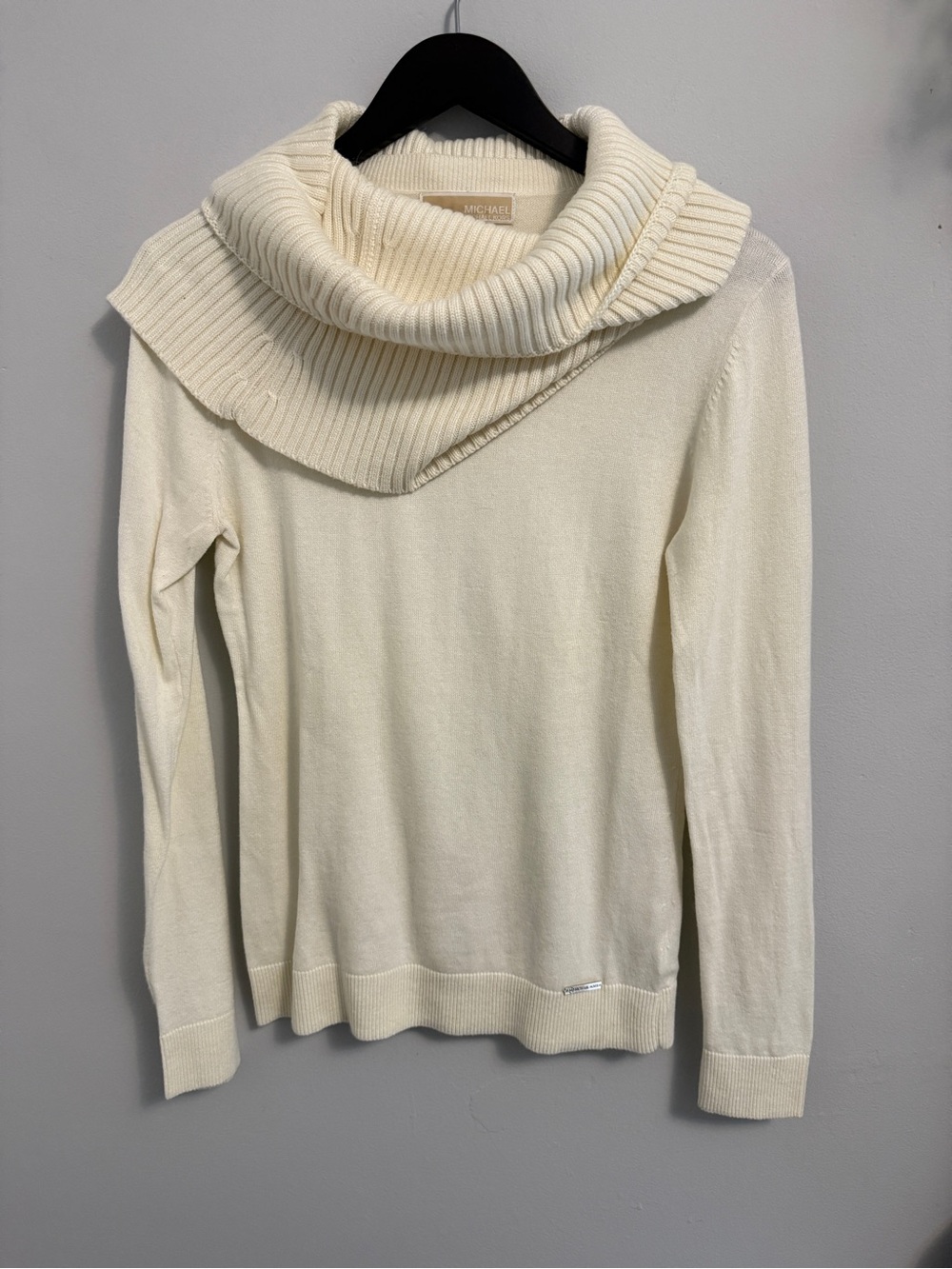 MICHAEL Michael Kors Cream Ribbed Cowl Sweater